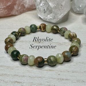 Rhyolite & Serpentine Gemstone Stretch Bracelet